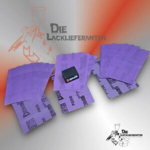 DMS Finecut Schleifblüte P800/P1200/P2000 - 3x je 25 Bögen(je Bogen 8 Blüten) rechteckig 26 x 33mm + 1x Schleifblock