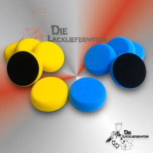 10X Polierschwamm ∅ 75mm Gelb Mittel-Hart + Blau Hart mit Klett
