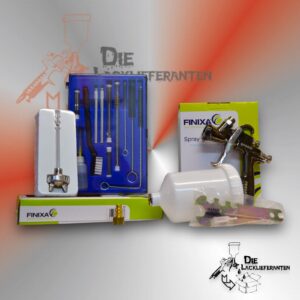 FINIXA Spritzpistole SPG500 + Düsensatz 1.3mm, Reinigunssatz & Luftanschluss