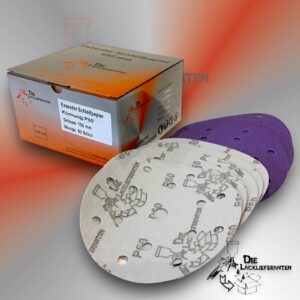 50X Exzenter Schleifpapier / Klett-Schleifscheibe P60 Ø 150mm Folienträger, 15 Loch Absaugung, Schleifkorn Keramikmischung #Q22T150P60