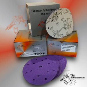 150X Exzenter Schleifpapier / Klett-Schleifscheibe P60 Ø 150mm Folienträger, 15 Loch Absaugung, Schleifkorn Keramikmischung #Q22T150P60-3