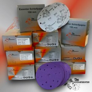 500X Exzenter Schleifpapier / Klett-Schleifscheibe P60 Ø 150mm Folienträger, 15 Loch Absaugung, Schleifkorn Keramikmischung #Q22T150P60-10