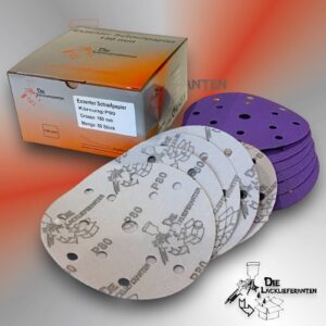 50X Exzenter Schleifpapier / Klett-Schleifscheibe P80 Ø 150mm Folienträger, 15 Loch Absaugung, Schleifkorn Keramikmischung #Q22T150P80