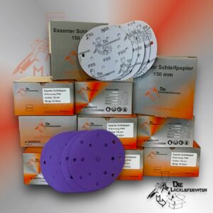 500X Exzenter Schleifpapier / Klett-Schleifscheibe P80 Ø 150mm Folienträger, 15 Loch Absaugung, Schleifkorn Keramikmischung #Q22T150P80