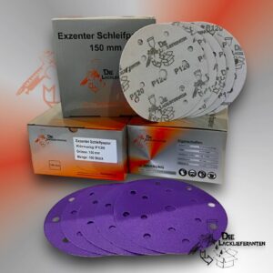 300X Exzenter Schleifpapier / Klett-Schleifscheibe P120 Ø 150mm Folienträger, 15 Loch Absaugung, Schleifkorn Keramikmischung #Q22T150P120-3