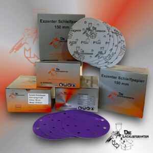 500X Exzenter Schleifpapier / Klett-Schleifscheibe P120 Ø 150mm Folienträger, 15 Loch Absaugung, Schleifkorn Keramikmischung #Q22T150P120-5