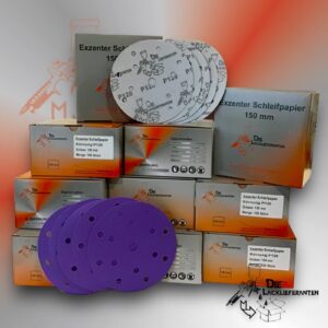 1000X Exzenter Schleifpapier / Klett-Schleifscheibe P120 Ø 150mm Folienträger, 15 Loch Absaugung, Schleifkorn Keramikmischung #Q22T150P120-10