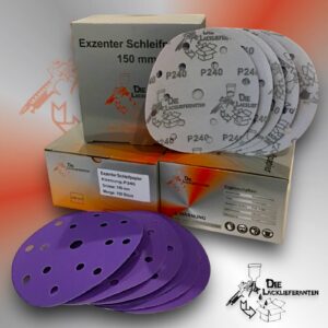 300X Exzenter Schleifpapier / Klett-Schleifscheibe P240 Ø 150mm Folienträger, 15 Loch Absaugung, Schleifkorn Keramikmischung #Q22T150P240