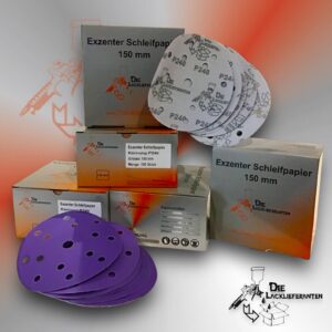 500X Exzenter Schleifpapier / Klett-Schleifscheibe P240 Ø 150mm Folienträger, 15 Loch Absaugung, Schleifkorn Keramikmischung #Q22T150P240