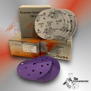 300X Exzenter Schleifpapier / Klett-Schleifscheibe P320 Ø 150mm Folienträger, 15 Loch Absaugung, Schleifkorn Keramikmischung #Q22T150P320