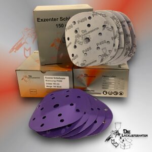 300X Exzenter Schleifpapier / Klett-Schleifscheibe P400 Ø 150mm Folienträger, 15 Loch Absaugung, Schleifkorn Keramikmischung #Q22T150P400