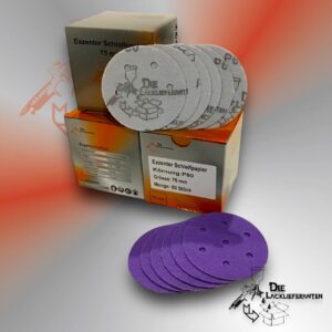 150X Exzenter Schleifpapier / Klett-Schleifscheibe P60 Ø 75mm Folienträger, 7 Loch Absaugung, Schleifkorn Keramikmischung #Q22T75P60-3