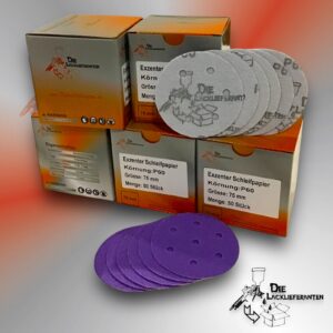 250X Exzenter Schleifpapier / Klett-Schleifscheibe P60 Ø 75mm Folienträger, 7 Loch Absaugung, Schleifkorn Keramikmischung #Q22T75P60-5