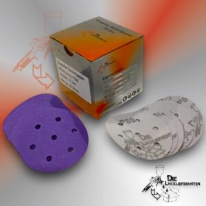 50X Exzenter Schleifpapier / Klett-Schleifscheibe P80 Ø 75mm Folienträger, 7 Loch Absaugung, Schleifkorn Keramikmischung #Q22T75P80