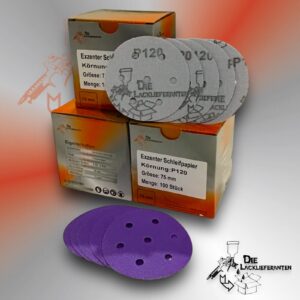 300X Exzenter Schleifpapier / Klett-Schleifscheibe P120 Ø 75mm Folienträger, 7 Loch Absaugung, Schleifkorn Keramikmischung #Q22T75P120-3