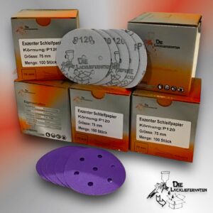 500X Exzenter Schleifpapier / Klett-Schleifscheibe P120 Ø 75mm Folienträger, 7 Loch Absaugung, Schleifkorn Keramikmischung #Q22T75P120-5
