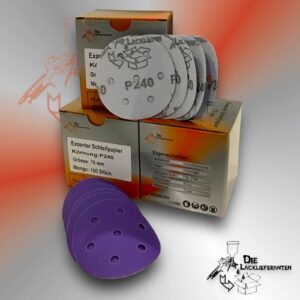 300X Exzenter Schleifpapier / Klett-Schleifscheibe P240 Ø 75mm Folienträger, 7 Loch Absaugung, Schleifkorn Keramikmischung #Q22T75P240
