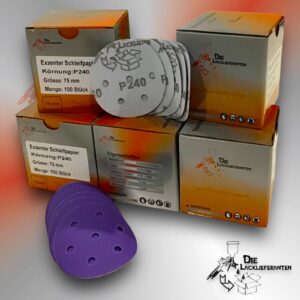 500X Exzenter Schleifpapier / Klett-Schleifscheibe P240 Ø 75mm Folienträger, 7 Loch Absaugung, Schleifkorn Keramikmischung #Q22T75P240