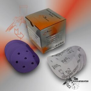 100X Exzenter Schleifpapier / Klett-Schleifscheibe P400 Ø 75mm Folienträger, 7 Loch Absaugung, Schleifkorn Keramikmischung #Q22T75P400