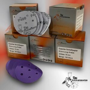 500X Exzenter Schleifpapier / Klett-Schleifscheibe P400 Ø 75mm Folienträger, 7 Loch Absaugung, Schleifkorn Keramikmischung #Q22T75P400