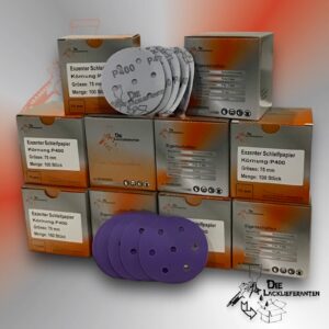 1000X Exzenter Schleifpapier / Klett-Schleifscheibe P400 Ø 75mm Folienträger, 7 Loch Absaugung, Schleifkorn Keramikmischung #Q22T75P400