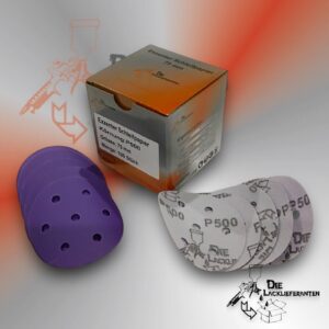 100X Exzenter Schleifpapier / Klett-Schleifscheibe P500 Ø 75mm Folienträger, 7 Loch Absaugung, Schleifkorn Keramikmischung #Q22T75P500