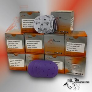 1000X Exzenter Schleifpapier / Klett-Schleifscheibe P500 Ø 75mm Folienträger, 7 Loch Absaugung, Schleifkorn Keramikmischung #Q22T75P500