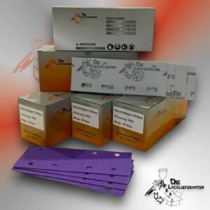 250X Klotz Schleifpapier / Klett-Schleifstreifen P60 70x198mm Folienträger, 8 Loch Absaugung, Schleifkorn Keramikmischung #Q22T70X198P60-5