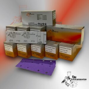 500X Klotz Schleifpapier / Klett-Schleifstreifen P60 70x198mm Folienträger, 8 Loch Absaugung, Schleifkorn Keramikmischung #Q22T70X198P60-10