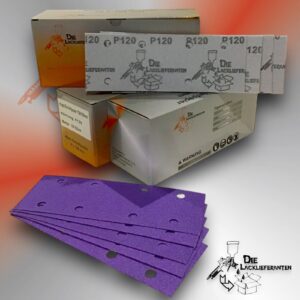 300X Klotz Schleifpapier / Klett-Schleifstreifen P120 70x198mm Folienträger, 8 Loch Absaugung, Schleifkorn Keramikmischung #Q22T70X198P120-3