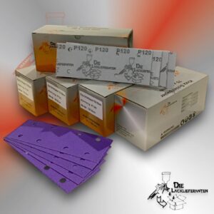 500X Klotz Schleifpapier / Klett-Schleifstreifen P120 70x198mm Folienträger, 8 Loch Absaugung, Schleifkorn Keramikmischung #Q22T70X198P120-5