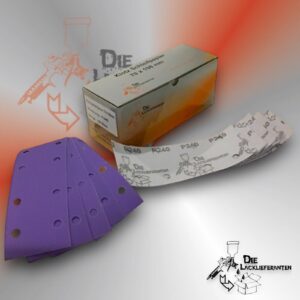 100X Klotz Schleifpapier / Klett-Schleifstreifen P240 70x198mm Folienträger, 8 Loch Absaugung, Schleifkorn Keramikmischung #Q22T70X198P240