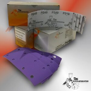 300X Klotz Schleifpapier / Klett-Schleifstreifen P240 70x198mm Folienträger, 8 Loch Absaugung, Schleifkorn Keramikmischung #Q22T70X198P240