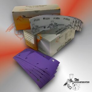 300X Klotz Schleifpapier / Klett-Schleifstreifen P320 70x198mm Folienträger, 8 Loch Absaugung, Schleifkorn Keramikmischung #Q22T70X198P320