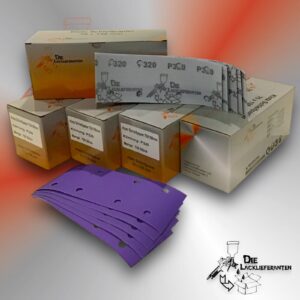 500X Klotz Schleifpapier / Klett-Schleifstreifen P320 70x198mm Folienträger, 8 Loch Absaugung, Schleifkorn Keramikmischung #Q22T70X198P320