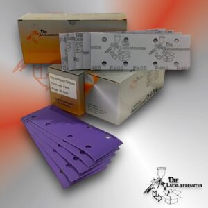 300X Klotz Schleifpapier / Klett-Schleifstreifen P400 70x198mm Folienträger, 8 Loch Absaugung, Schleifkorn Keramikmischung #Q22T70X198P400