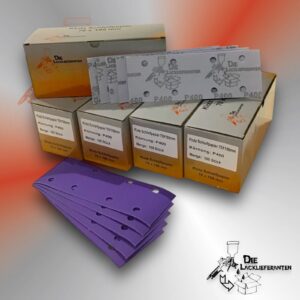 500X Klotz Schleifpapier / Klett-Schleifstreifen P400 70x198mm Folienträger, 8 Loch Absaugung, Schleifkorn Keramikmischung #Q22T70X198P400