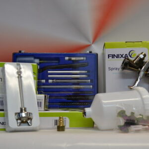 FINIXA Spritzpistole SPG500 + 2 Düsensätze 1.8, 2.0mm, Reinigungssatz & Luftanschluss