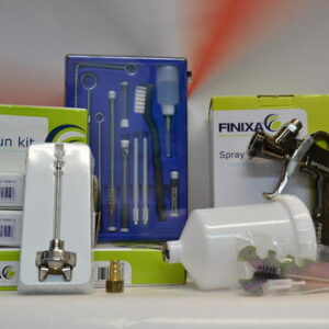 FINIXA Spritzpistole SPG500 + 3 Düsensätze 1.8, 2.0, 2.5mm, Reinigungssatz & Luftanschluss